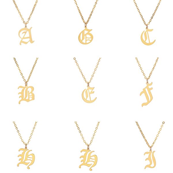 

necklace women 24 letter pendant stainless steel gold necklace chain pendant female fashion jewelry neck choker, Silver