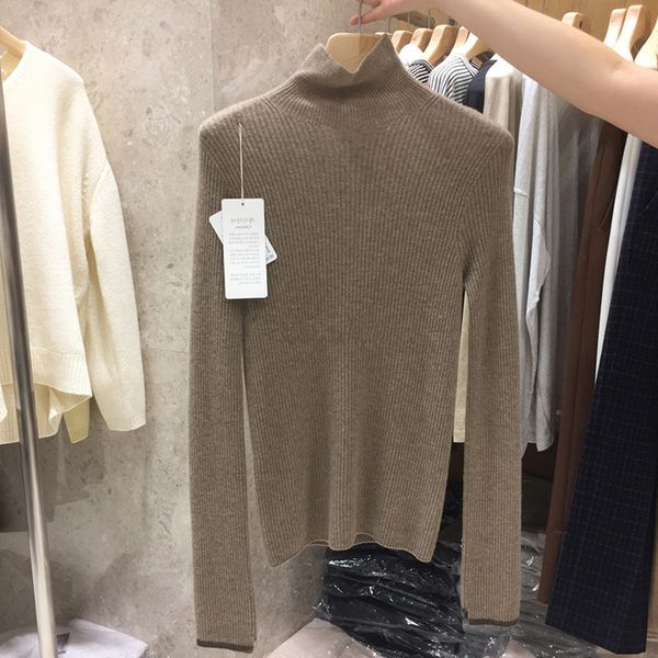 

ins with windbreaker undershirt womens turtleneck basic sweater womens coat autumn and winter 2019 new black womens sale, White