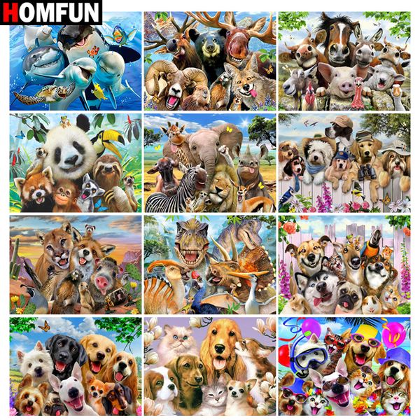 

homfun diamond painting "animal friend scenery" full square/round drill wall decor inlaid resin embroidery craft cross stitch