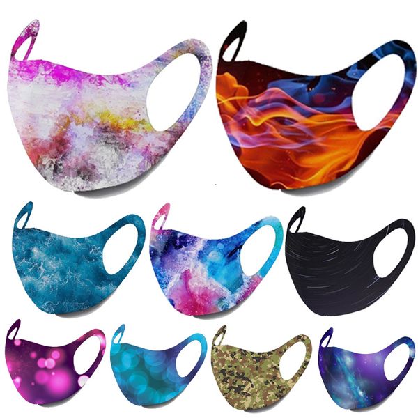 

dhl designer face mask black face masks men starry sky flame camo printing masks ear hanging dust masks wholesale