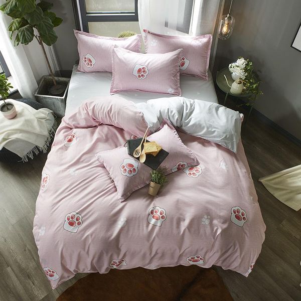 

cartoon cat print bed cover set kid girl boy duvet cover child bed sheets and pillowcases comforter bedding set 61063