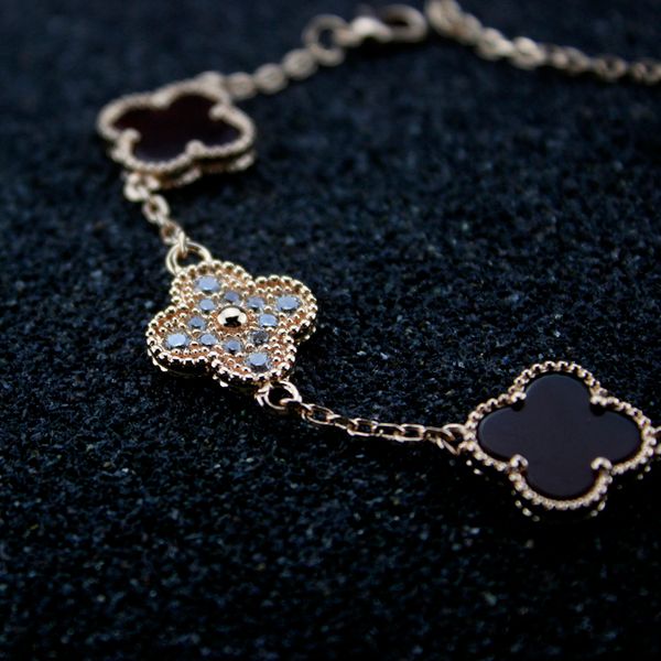 

Women Natural Diamond Mother of Pearl Bracelet Woman Silver Charms Flowers Bracelet Valentine's Day Jewelry