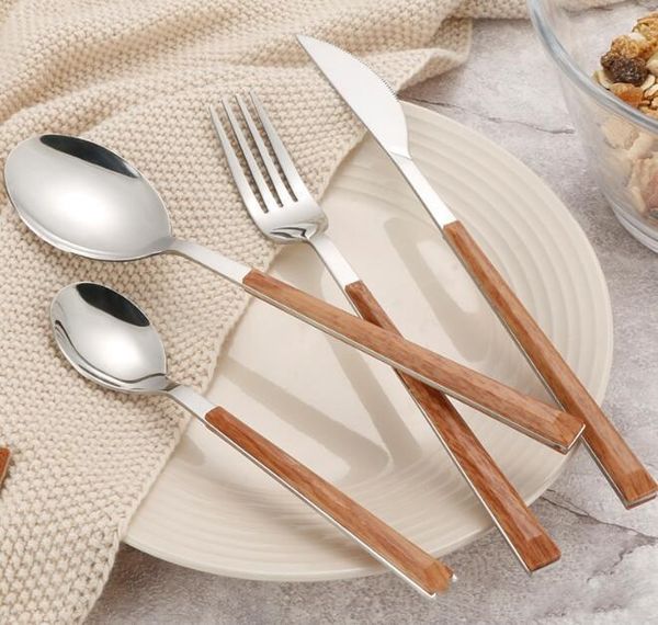 

knife stainless steel cutlery western sets wooden set handle tableware fork eco-friendly tableware quality with high spoon dh_niceshop bdiw
