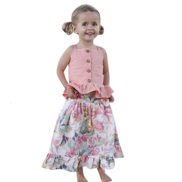 

clearance excelent lovely baby girls toddler infant baby girl sleeveless straps flower floral skirt clothes set z0213, White