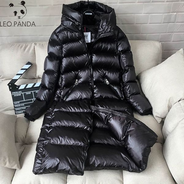 

new autumn winter women hooded thick long down winter coat 90% white duck down jacket, Black;white