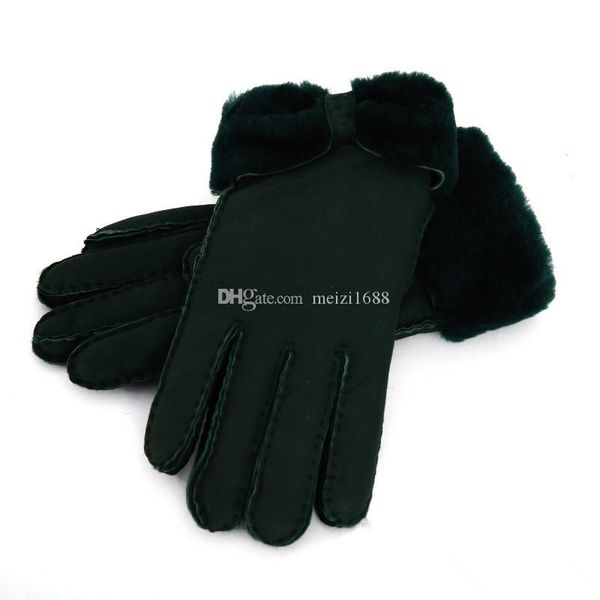 

wholesale - warm winter ladies leather gloves real wool gloves women 100% quality assurance, Blue;gray