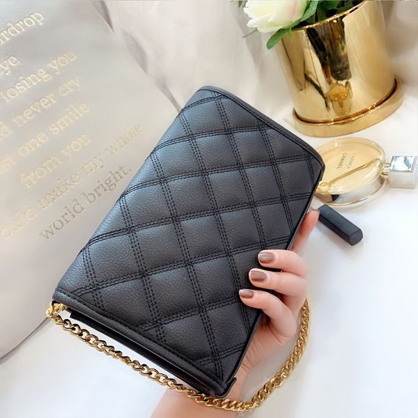 

2020 luxurious plain genuine leather diamond lattice handbag chain small shoulder bags for women designer envelope bag wholesale