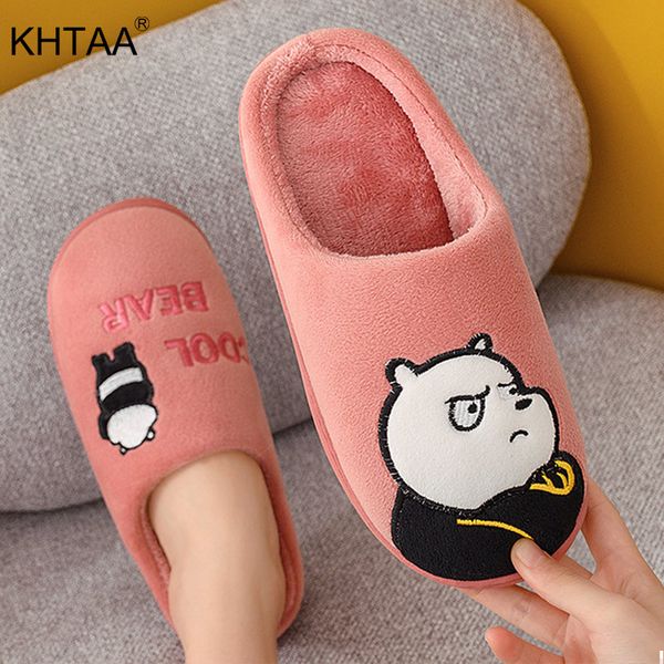 

women's cute bear slippers candy color plush shoes women winter 2020 indoor home keep warm female couple slippers comfortable, Black