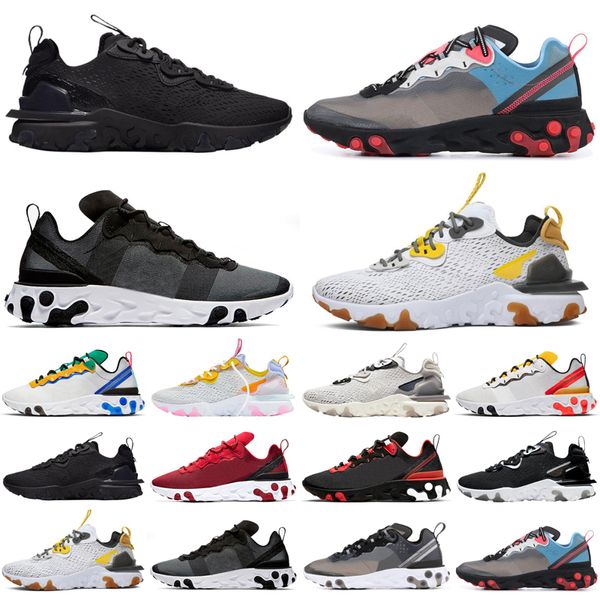 

hotsale react vision element 55 87 running shoes men women triple black Honeycomb outdoor mens womens trainers sports sneakers runners