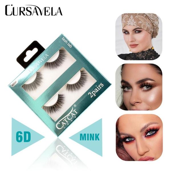 

false eyelashes cursavela 3d mink lashes natural reusable thick real 2 pairs 6d makeup cruelty-free