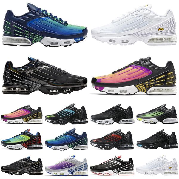 

hot tn plus 3 men women running shoes triple white Black Iridescent Parachute Pack mens womens trainers sports sneakers runners