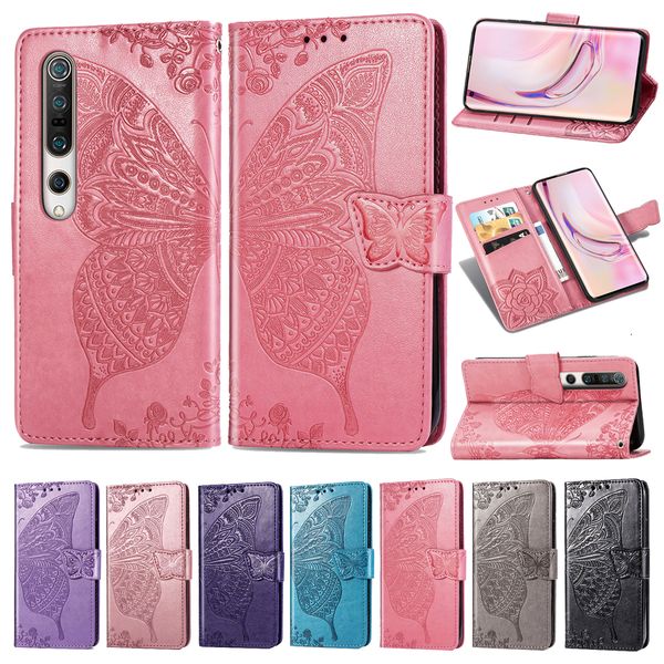 

wallet leather flip case for redmi note9s note9pro 8 8a 7 7a 5plus k30pro xiaomi10 10pro 3d butterfly embossed