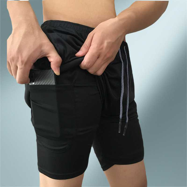 

shorts joggers shorts men's music 2 in 1 running security pockets built-in pocke quick drying sport, White;black