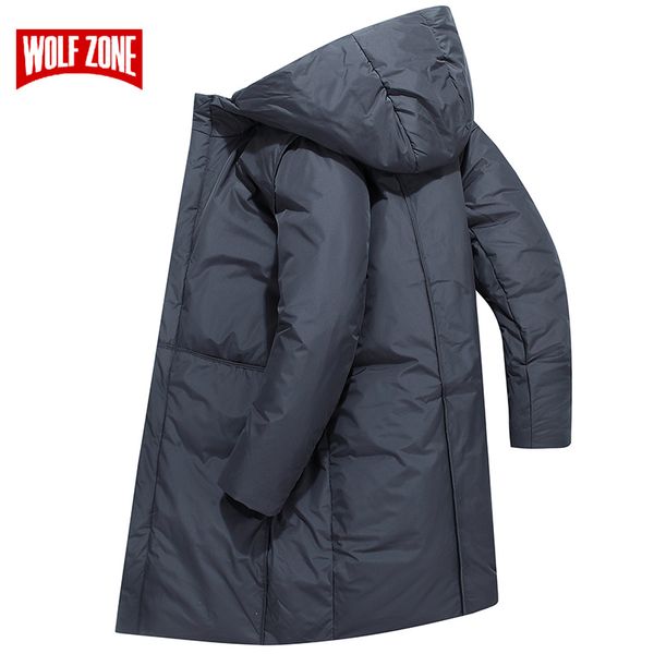 

2020 new fashion hooded long coats simple solid color casual jacket men windproof warm loose mens winter parkas, Black