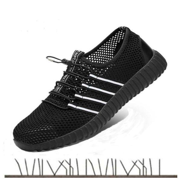 

fashion safety shoes men's breathable mesh anti smashing piercing lightweight steel toe cap wear site work shoes hiking