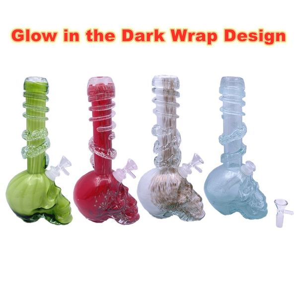Weiche Wasserpfeifen aus Glas, Wasserpfeifen, leuchten im Dunkeln, verpacktes Design für trockenen Kräutertabak