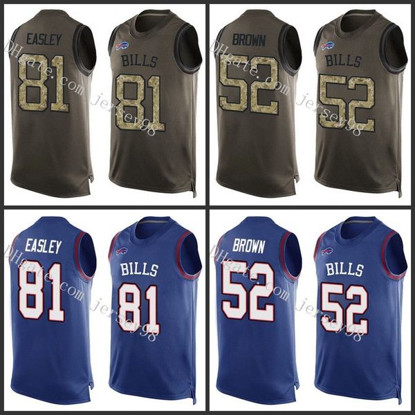

buffalo bills green 81 marcus easley 52 preston brown green salute to service pressing player name & number nfl tank jer, Black;red