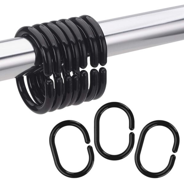 

hooks & rails 24 pcs shower curtain rings plastic for bathroom rod