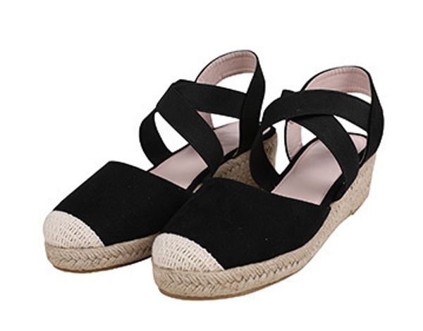 

cross-shoes 2020 sandals comfort shoes for women suit female beige high heels slip-on loafers summer women's wedge large, Black