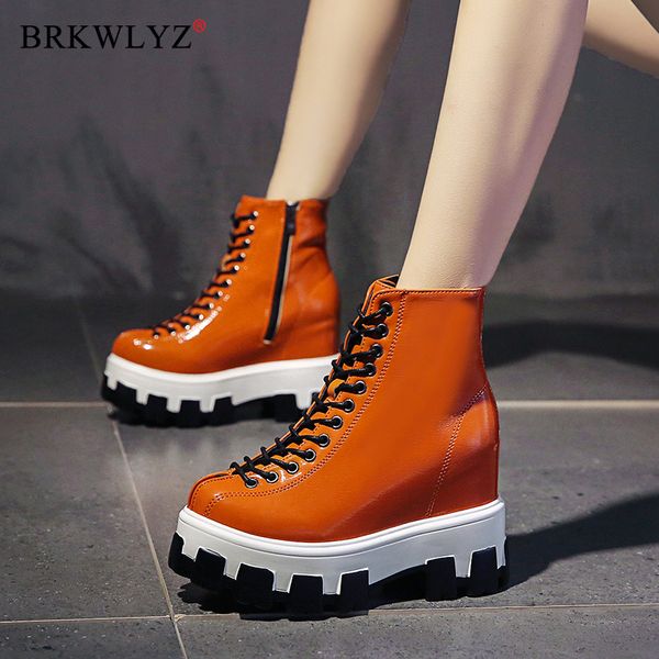 

shoes lady boots leather booties boots-women round toe low heels booties winter footwear rock ladies, Black