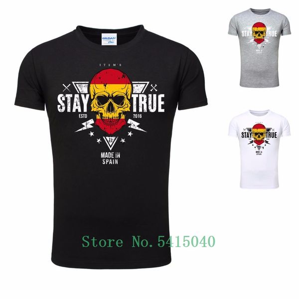 

2020 new arrive design t shirt men legendary items manner spanien espana spain skull flag t shirt o-neck