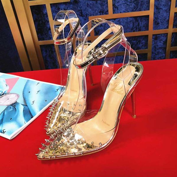 

comely2020 women sandals high heeled pumps fashion lady rivet evening party celebrity crystal transparent wedding shoes san, Black