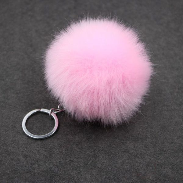 

price simulation fur ball key chain 8cm imitation rabbit hair bag key chain pendant women's car pendant h2, Silver