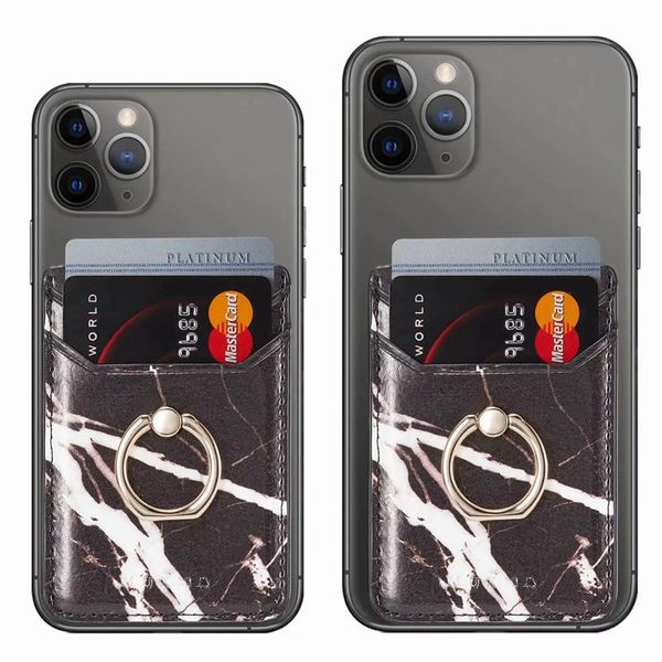 

cgjxsuniversal metal finger ring bracket phone card slot 3m sticker leather for iphone samsung stick on cash id credit card holder case marb