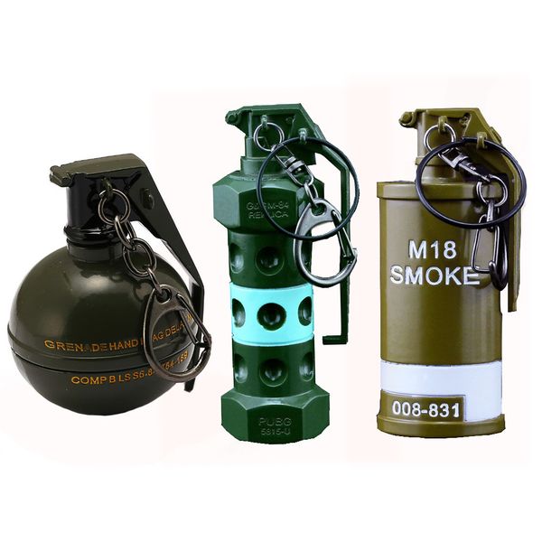 

playerunknown's battlegrounds designer keychain pubg key ring stun grenades metal car key chain pendant kids toy jewelry, Silver