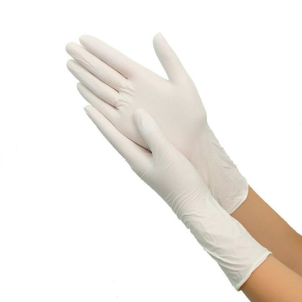 

100pcs white nitrile disposable real rubber latex food laboratory cleaning plastic 12 inch long xwou1