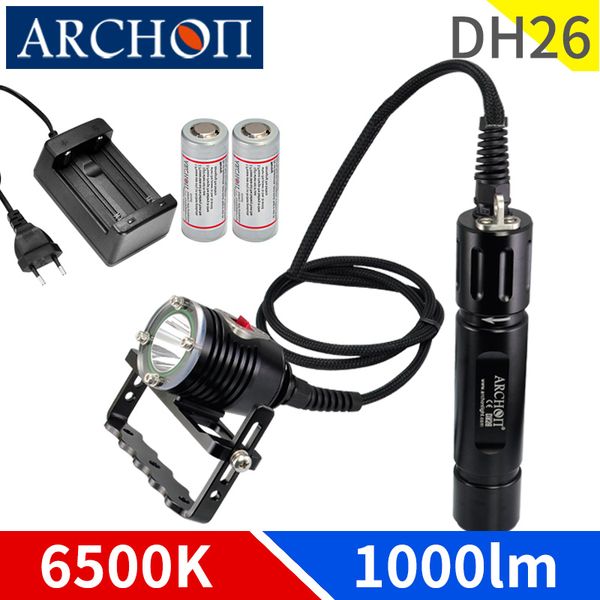 

dh26 6500k handheld diving lighting 1000 lumen lamp dive light underwater 100m diving video fill light pgraphy dive lighting