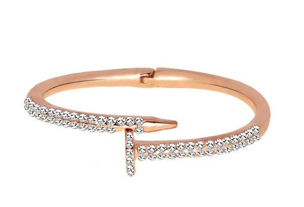 

fashion crystal bracelet for woman zircon paved round silver gold color female punk bracelets bangles zk20 s915, Black