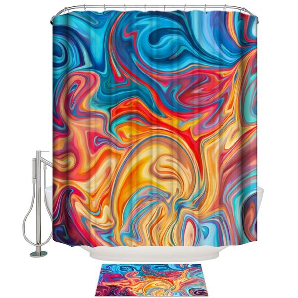 

shower curtains fabric curtain fluid painting gradient texture bathroom decor doormat set