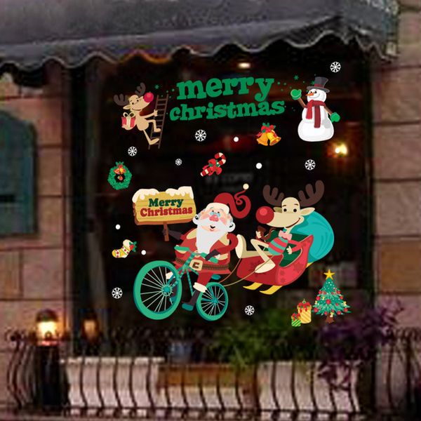 Новый красочный рождественский снег подарок на стены наклейки дома магазин витрина празднование окна дверные украшения наклейки