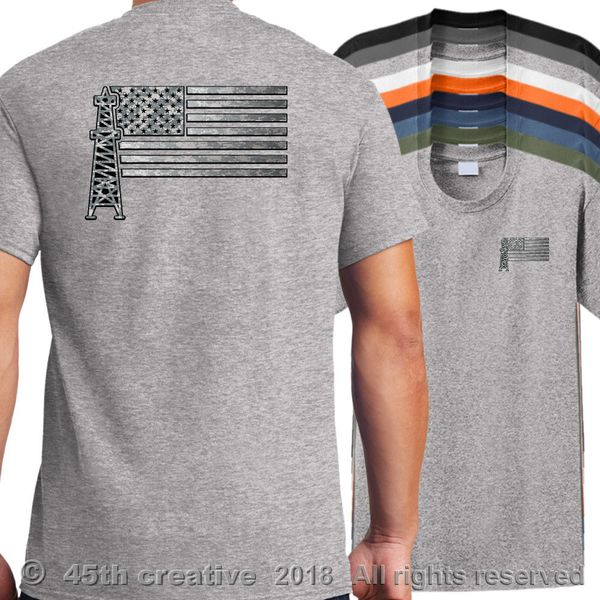 

2019 new cotton t-shirt oilfield worker us flag t-shirt american roughneck flag shirt usa oilfield shirt summer style tee shirt