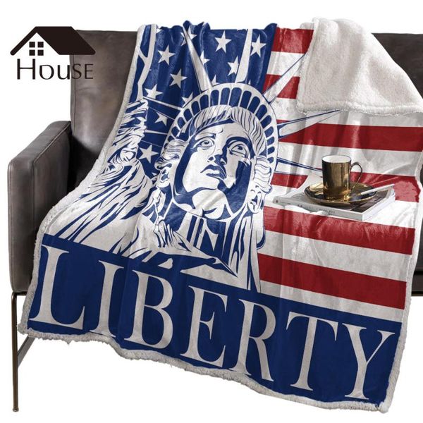 

blankets bighouses throw blanket american flag statue of liberty fleece winter personalized bedclothes