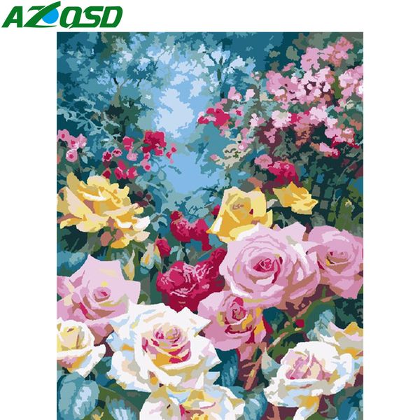 

azqsd картина количество холст наборы цветов diy unframe уникальный подарок для взрослых раскраска by numbers пион расписанную подарков