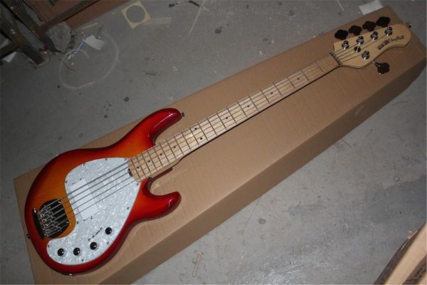 

maple fingerboard music man stingray 5 cherry burst electric bass guitar with 9v battery active pickups