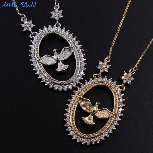 

mhs.sun fashion eagle pendant necklace cubic zirconia choker necklace for women gold/silver color chain jewelry gift