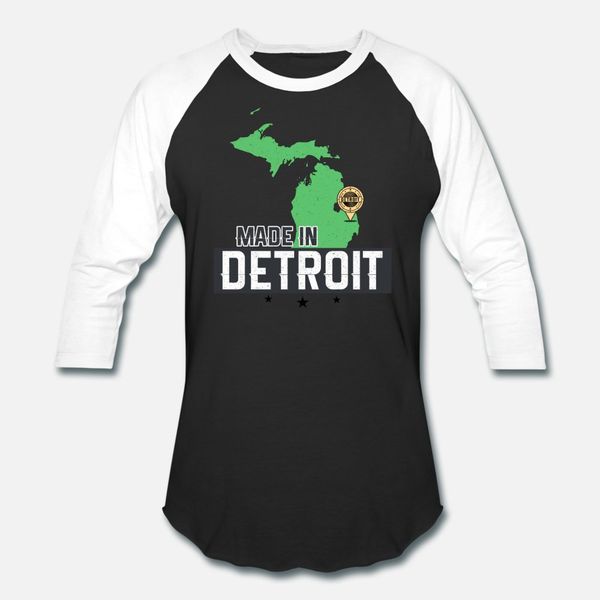 

made in detroit michigan state map motor city area t shirt men customized cotton euro size s-3xl normal interesting building shirt