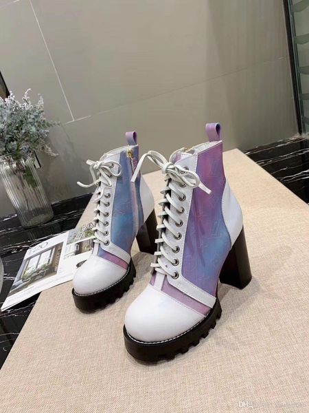 

2020 women's high-heeled boots, high-quality designer women's casual desert boots with box, high-quality women's shoes, Red;white