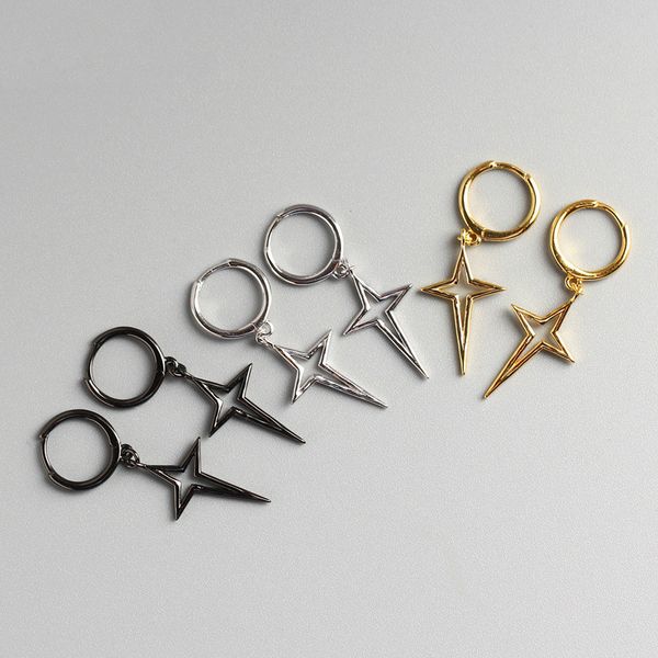 

AprilGrass Brand Designer Female Round Earrings 100% 925 Sterling Silver Crossed Star Stud Earrings for Women Boucle D'oreille Femme 2019