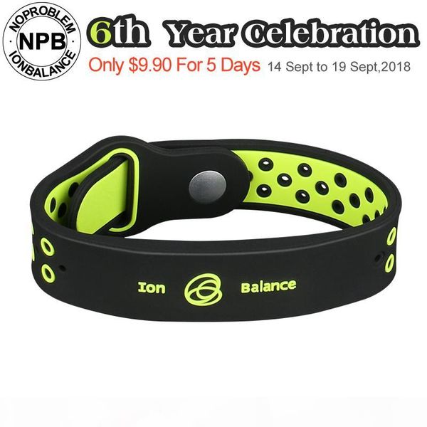 

noproblem antifatigue power fitness sports silicone ions balance tourmaline germanium charms bracelet wristband bangles s915, Black