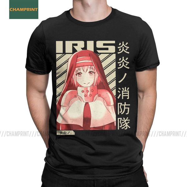 

iris fire force t shirt men cotton t-shirts shinra anime enen no shouboutai kusakabe firefighter japan manga tees short sleeve