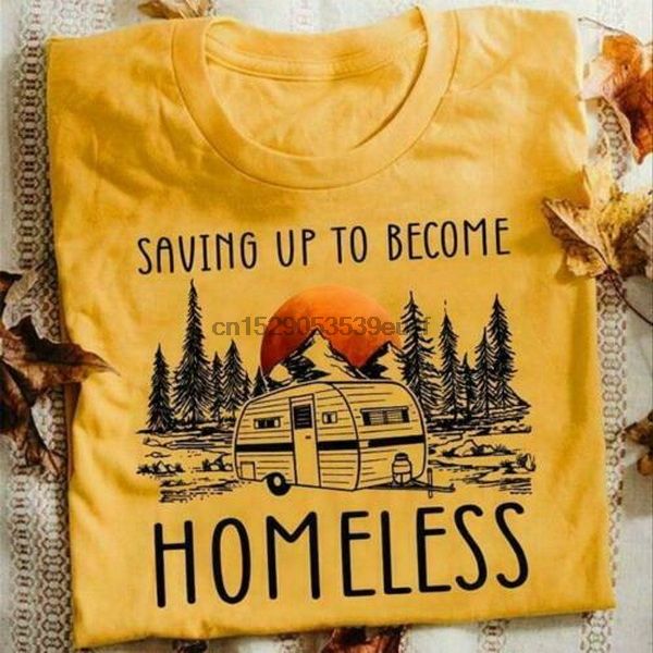 

camping saving up to become homeless men t-shirt cotton s-3xl gold summer tee shirt