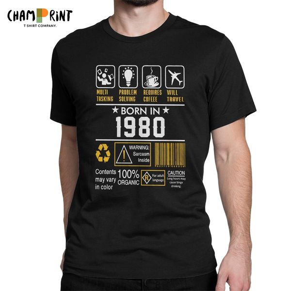 

men t-shirt 40th birthday gift ideas born in 1980 fun cotton tees short sleeve 40 years old t shirt round collar clothes 4xl 5xl