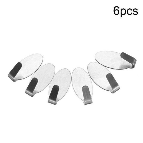 

hooks & rails 6 pcs self adhesive home kitchen bathroom wall door stainless steel holder hook hanger for hanging drop