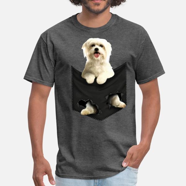 

maltese pocket mid classic dogs t shirt men character cotton round collar trend crazy basic summer original shirt