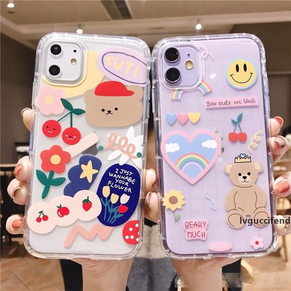 

cartoon bear phone case for iphone 11 pro x xs max xr soft tpu back cover for iphone 7 8 plus 7plus cute lovely clear case