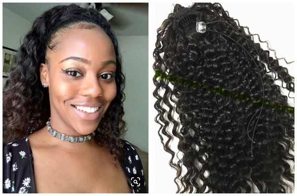 

deep curly human hair ponytail hair extension for black women drawstring pony tail brazilian remy hair 140g 120g 160g jet black color 1